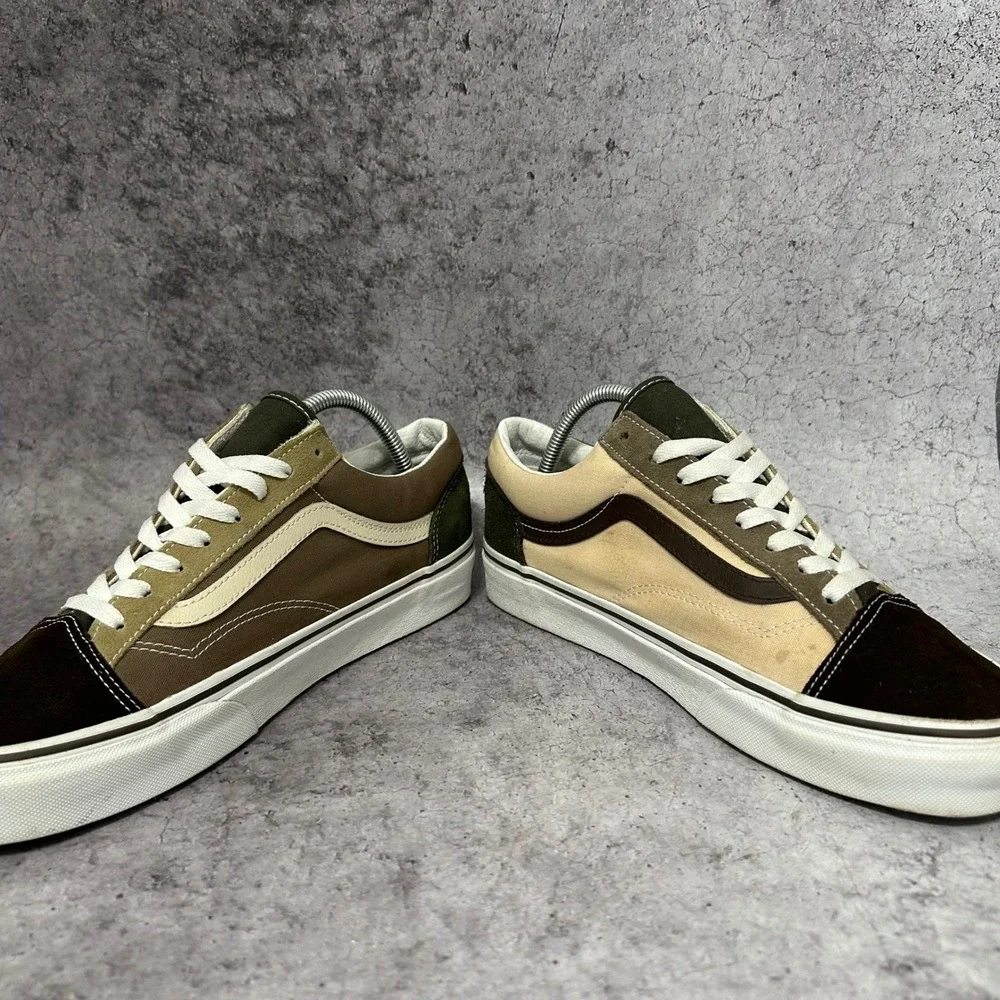 Vans Style 36 Mens 9 Color Block Demitasse Brown Green Mismatched Suede